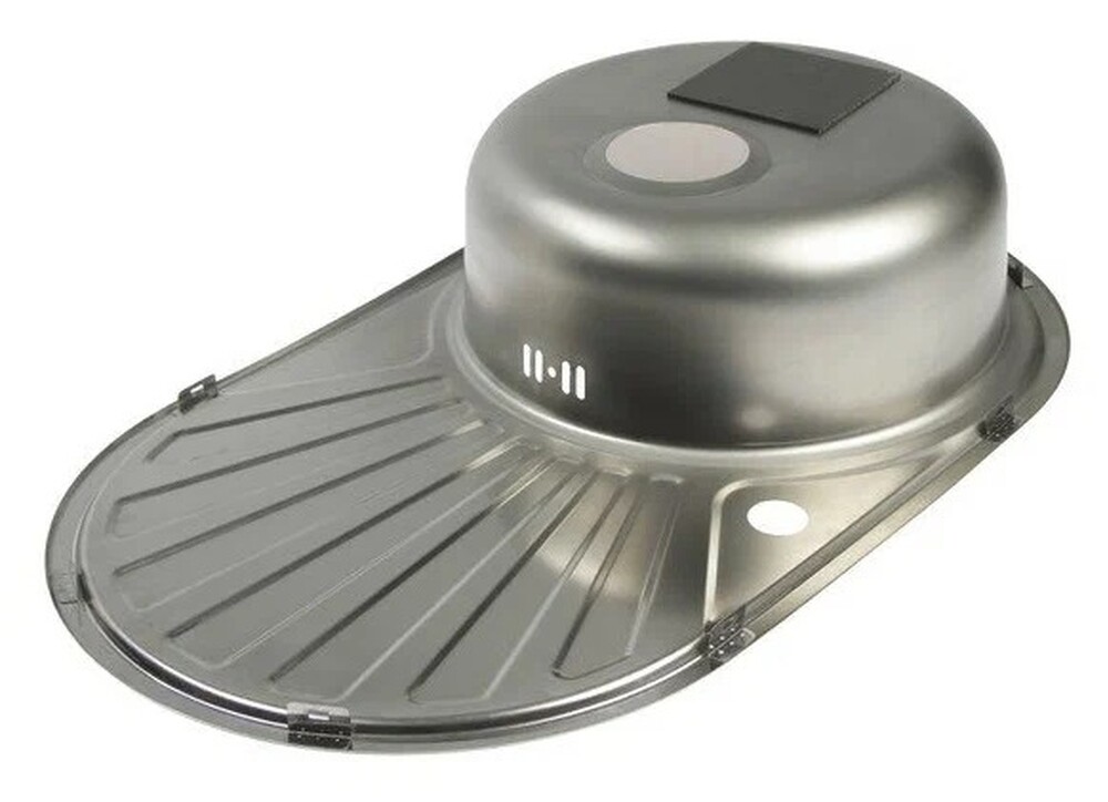 Мойка нерж врезная 48х77х16 т.0,6 ОВАЛ правая (+бол. сифон) РОССИЯ