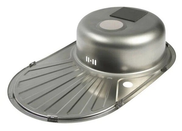 Мойка нерж врезная 48х77х16 т.0,6 ОВАЛ правая (+бол. сифон) РОССИЯ