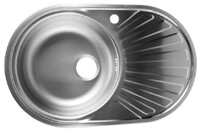 Мойка нерж врезная 48х77х16 т.0,6 ОВАЛ левая (+бол. сифон) РОССИЯ