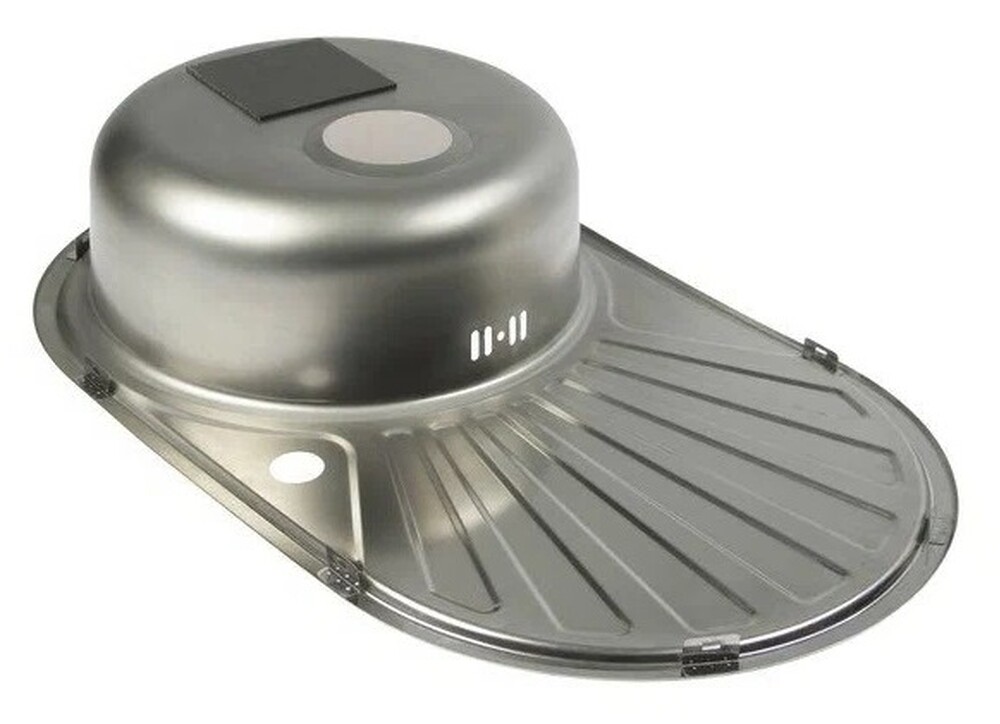 Мойка нерж врезная 48х77х16 т.0,6 ОВАЛ левая (+бол. сифон) РОССИЯ