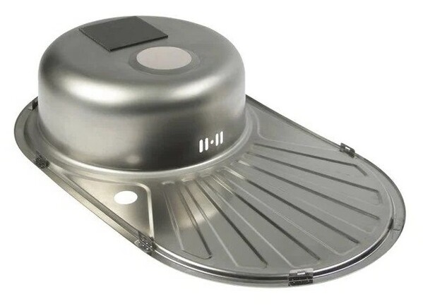 Мойка нерж врезная 48х77х16 т.0,6 ОВАЛ левая (+бол. сифон) РОССИЯ