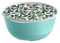 Миска "Bergamo" 3л с крышкой с декором (зеленый) 221165818/05 РАСПРОДАЖА