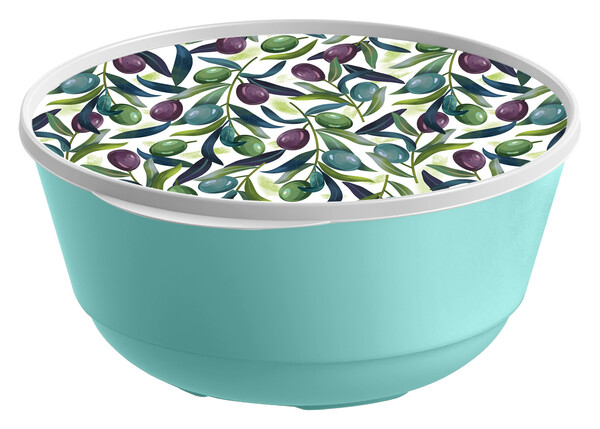 Миска "Bergamo" 3л с крышкой с декором (зеленый) 221165818/05 РАСПРОДАЖА