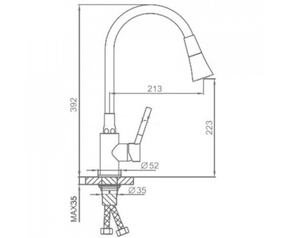 4044-9 Смеситель Кухня Frap шар d-35 (оруж сталь)