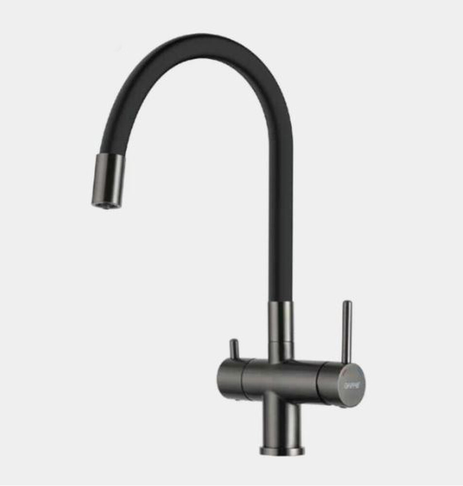 G4398-39 Cмеситель Кухня GAPPO d-35 c подключением фильтра питьевой воды (черный/оруж сталь)