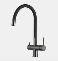 G4398-39 Cмеситель Кухня GAPPO d-35 c подключением фильтра питьевой воды (черный/оруж сталь)