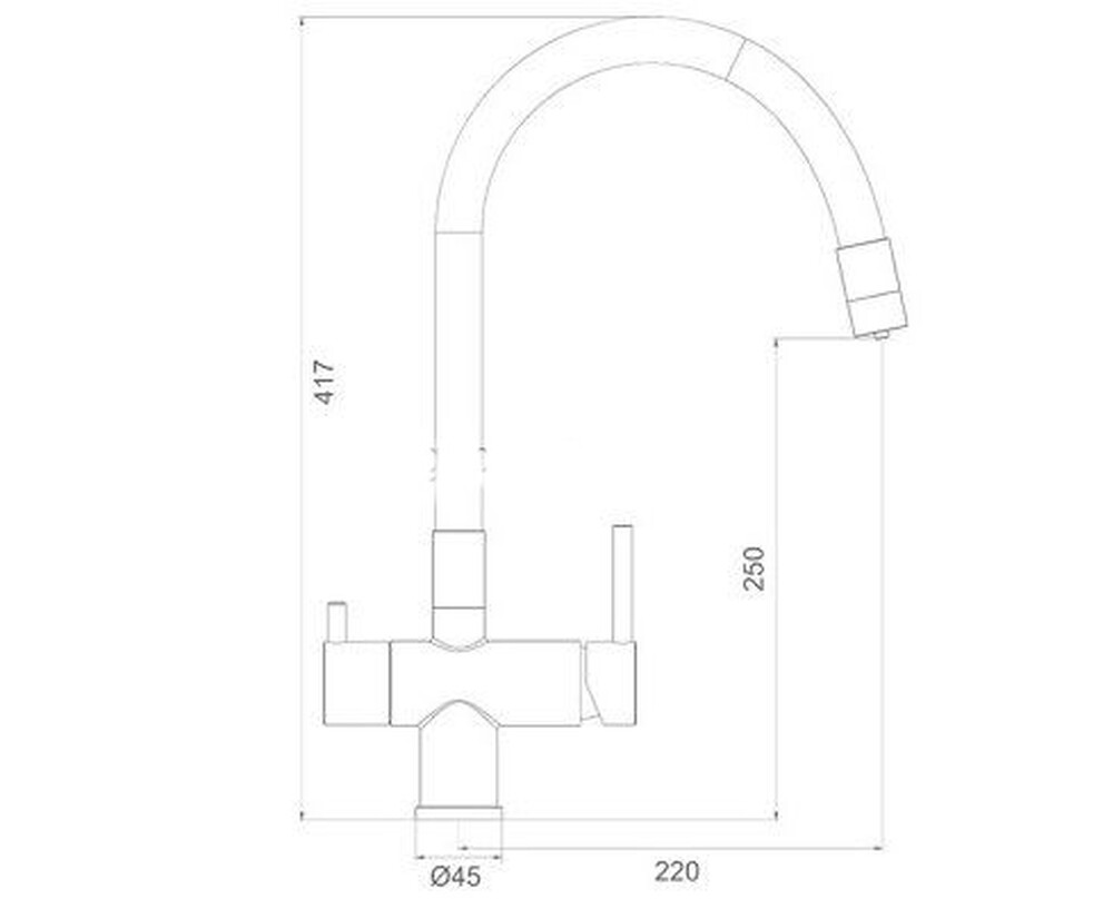 G4398-39 Cмеситель Кухня GAPPO d-35 c подключением фильтра питьевой воды (черный/оруж сталь)