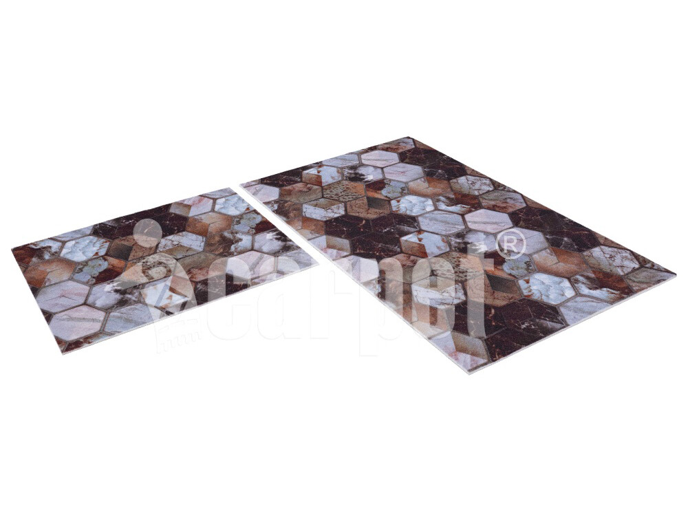 Набор ковриков вырезных icarpet PRINT антискользящих (107) "Соты Фэншуй" 60х100+60х50