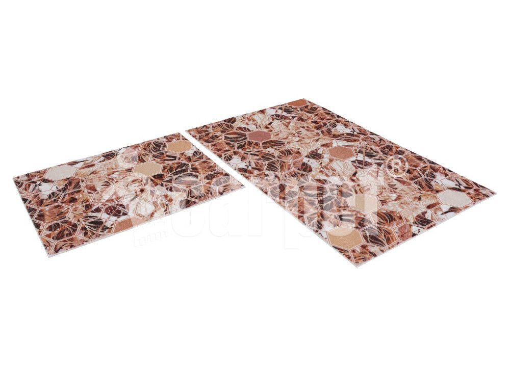 Набор ковриков вырезных icarpet PRINT антискользящих (110) "Соты Дерево с мрамором" 60х100+60х50