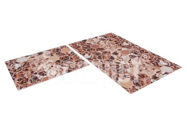 Набор ковриков вырезных icarpet PRINT антискользящих (128) "Соты Мрамор" 60х100+60х50  чёрно-серый