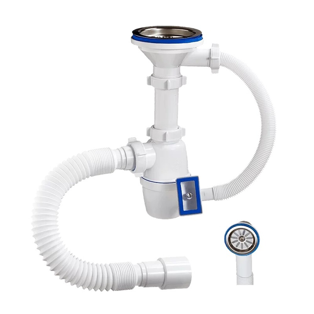 А-45079 ОРИО сифон бутылочный 3 1/2 х 40, с переливом (универсальный перелив), гибкой трубой 40-40/50