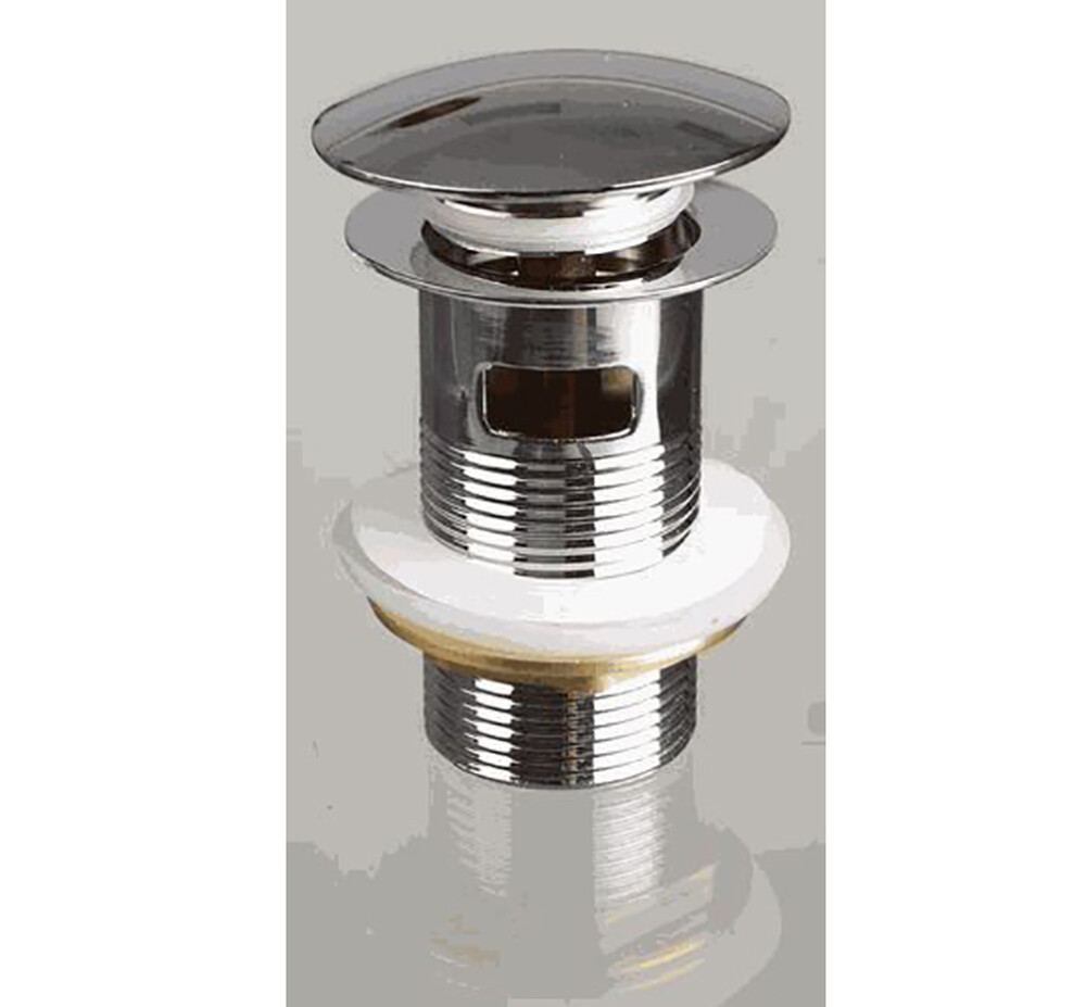 Донный клапан CLICK-CLACK c большой кнопкой, c переливом, chrome 10108