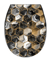 Сиденье д/унитаза жесткое ОКЕАН LUX с рис. "Абстракция соты" с детской накладкой