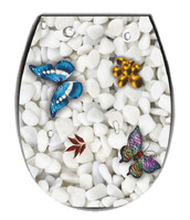 Сиденье д/унитаза жесткое ОКЕАН LUX с рис. "Арт бабочки" с детской накладкой