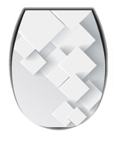 Сиденье д/унитаза жесткое ОКЕАН LUX с рис. "Белый квадрат" с детской накладкой