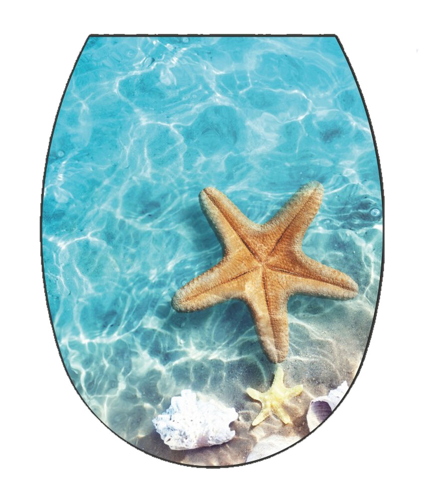 Сиденье д/унитаза жесткое ОКЕАН LUX с рис. "Морская звезда" с детской накладкой