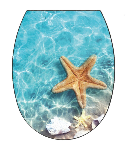 Сиденье д/унитаза жесткое ОКЕАН LUX с рис. "Морская звезда" с детской накладкой