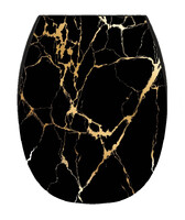 Сиденье д/унитаза жесткое ОКЕАН LUX с рис. "Чёрный мрамор" с детской накладкой