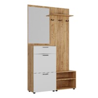 Монтана Прихожая корпус Дуб Крафт золотой/фасад ЛДСП Белый Гладкий (3 места) УИ985 КАТЕГОРИЯ А