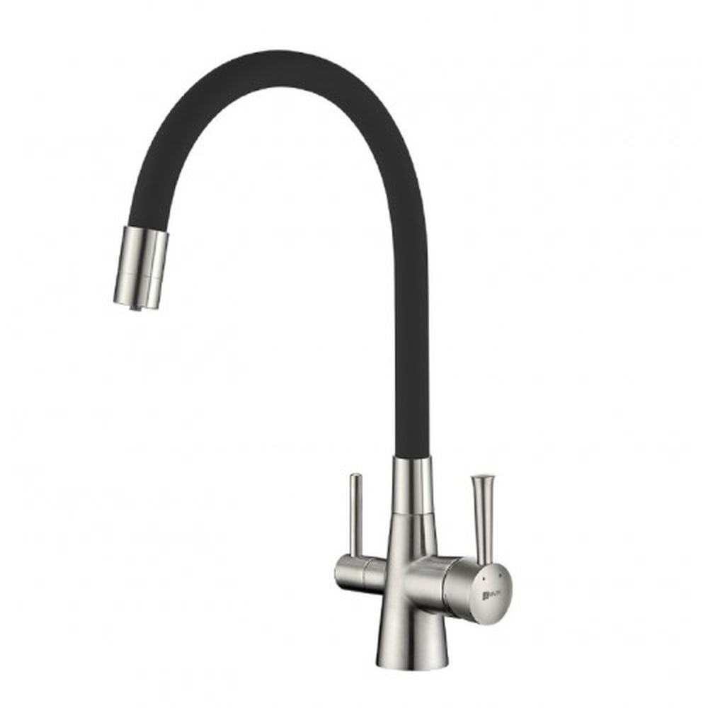 LM3075BN-Black Comfort Смеситель для кухни, с гибким изливом, фильтр питьевой воды, никель/черный LEMARK