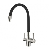 LM3075BN-Black Comfort Смеситель для кухни, с гибким изливом, фильтр питьевой воды, никель/черный LEMARK