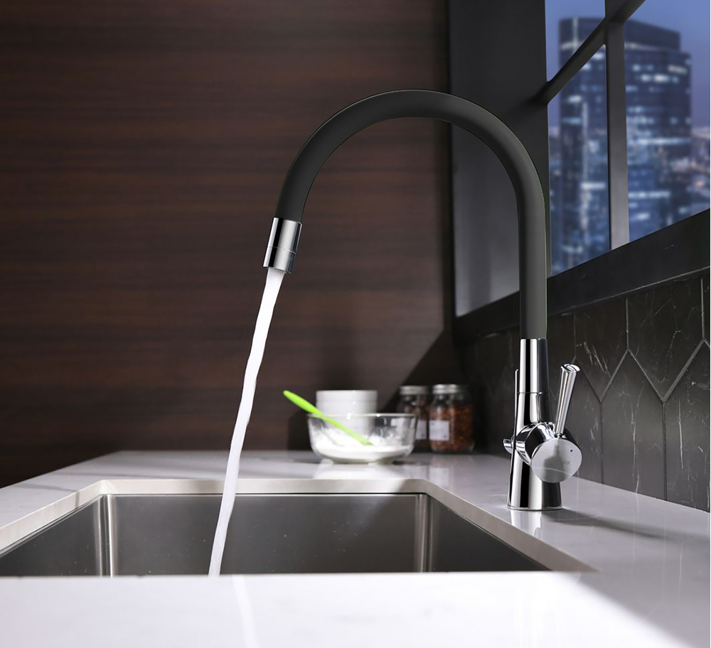 LM3075BN-Black Comfort Смеситель для кухни, с гибким изливом, фильтр питьевой воды, никель/черный LEMARK