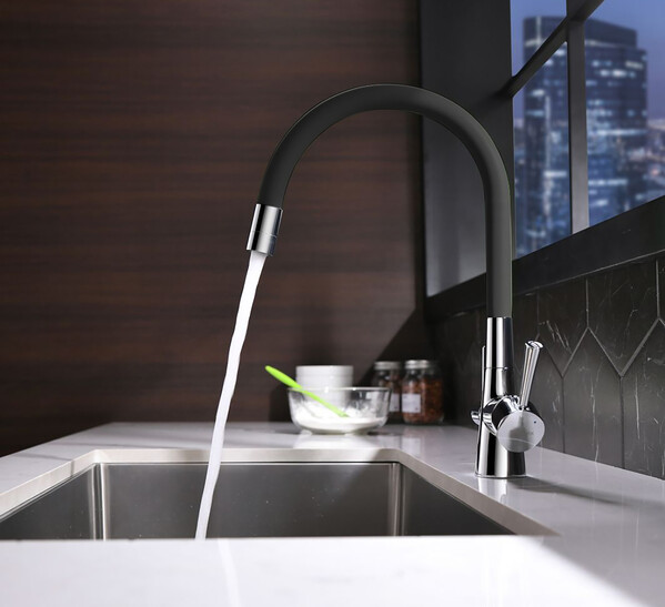 LM3075BN-Black Comfort Смеситель для кухни, с гибким изливом, фильтр питьевой воды, никель/черный LEMARK