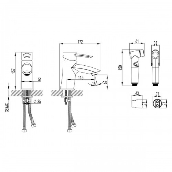 LM3216C Atlantiss Смеситель для умывальника и биде, хром LEMARK