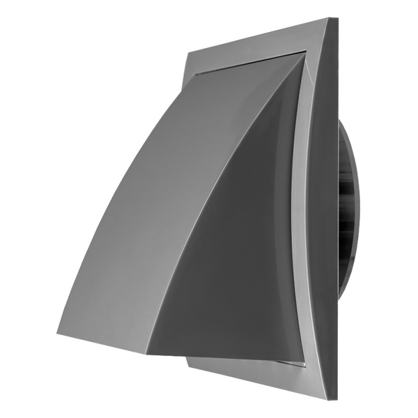 Выход стенной вытяжной с обратным клапаном SANTREK AIR 175х175 с фланцем D125, СЕРЫЙ (175К125ФВ)