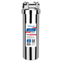 Фильтр магистральный Аквабрайт Slim Line 10 для горячей воды вход 1/2 Нержавейка (без картриджа) АБФ-НЕРЖ-12