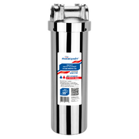 Фильтр магистральный Аквабрайт Slim Line 10 для горячей воды вход 3/4 Нержавейка (без картриджа) АБФ-НЕРЖ-34