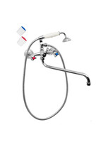 Смеситель Ванна Казань 1/2 м/к (КС 95012/97106) пласт. мах. отеч. испол., мет.шланг, мет.флажок