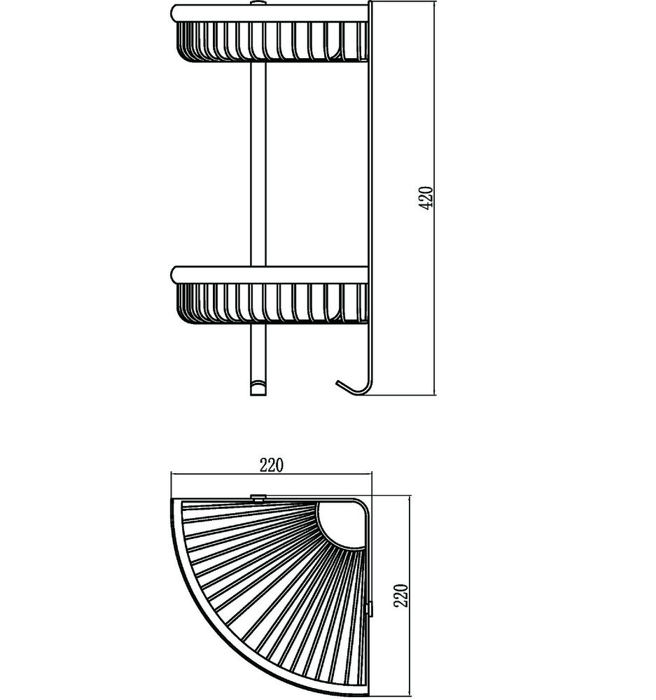 S-005854-2С Полка решетка угл. двойная Бронза SAVOL