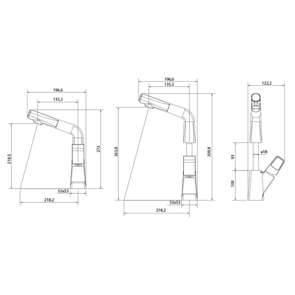 LM6008BL Soul Смеситель для умывальника/кухни, с вытяжным изливом, черный LEMARK