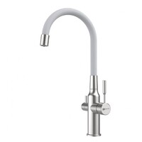 LM5083S-White Expert Смеситель для кухни с гибким изливом, сталь БЕЛЫЙ LEMARK