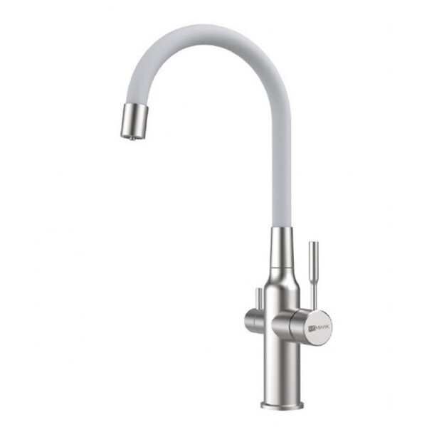LM5083S-White Expert Смеситель для кухни с гибким изливом, сталь БЕЛЫЙ LEMARK