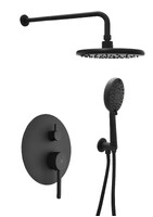 Смеситель Душ ВСТРАИВАЕМЫЙ SANTREK AQUA-1050  (SAP-1050) круглая лейка, черный (диаметр троп лейки 22.5см)