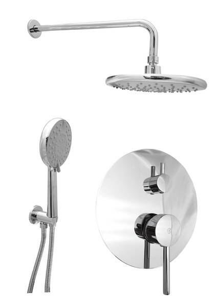 Смеситель Душ ВСТРАИВАЕМЫЙ SANTREK AQUA-1051  (SAP-1051) круглая лейка, хром (диаметр троп лейки 22.5см)