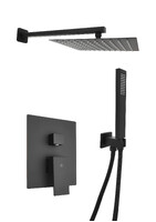 Смеситель Душ ВСТРАИВАЕМЫЙ SANTREK AQUA-1052  (SAP-1052) квадратная лейка, черный (троп лейка 25х25см)