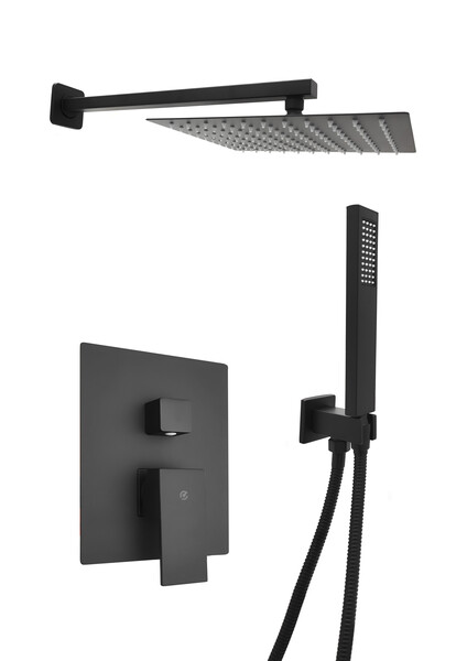 Смеситель Душ ВСТРАИВАЕМЫЙ SANTREK AQUA-1052  (SAP-1052) квадратная лейка, черный (троп лейка 25х25см)