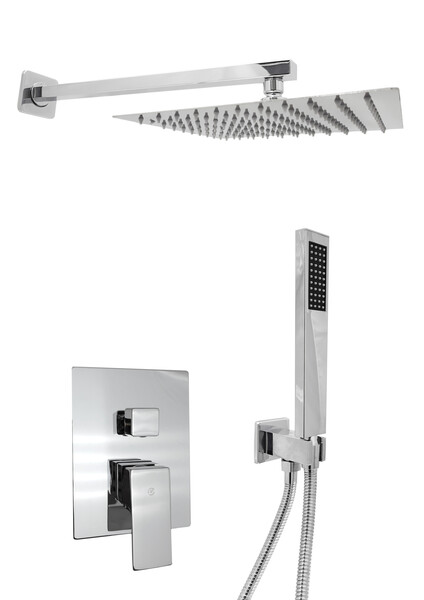 Смеситель Душ ВСТРАИВАЕМЫЙ SANTREK AQUA-1053  (SAP-1053) квадратная лейка, хром (троп лейка 25х25см)