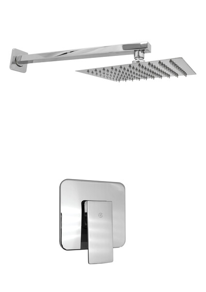 Смеситель Душ ВСТРАИВАЕМЫЙ SANTREK AQUA-1054  (SAP-1054) квадратная лейка (20х20см), хром, эконом (только тропический душ)