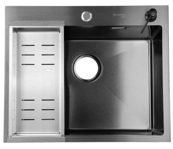 Мойка нерж врезная SANTREK AQUA PRO 600х500х220 т 3,0 ГРАФИТ D6050HB (+ сифон + дозатор ) + КОЛАНДЕР 440х220 В ПОДАРОК!!!