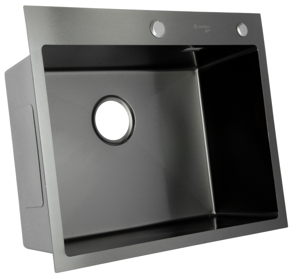 Мойка нерж врезная SANTREK AQUA PRO 600х500х220 т 3,0 ГРАФИТ D6050HB (+ сифон + дозатор ) + КОЛАНДЕР 440х220 В ПОДАРОК!!!