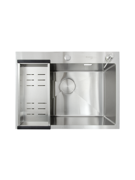 Мойка нерж врезная SANTREK AQUA PRO 650х480х220 т 3,0 САТИН D6548HS (+ сифон +дозатор) + КОЛАНДЕР 420х220 В ПОДАРОК_ АКЦИЯ !!!