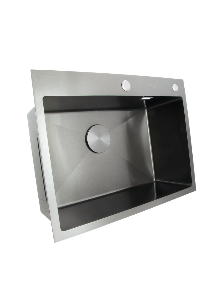 Мойка нерж врезная SANTREK AQUA PRO 650х480х220 т 3,0 ГРАФИТ D6548HB (+ сифон + дозатор) + КОЛАНДЕР 420х220 В ПОДАРОК_ АКЦИЯ !!!