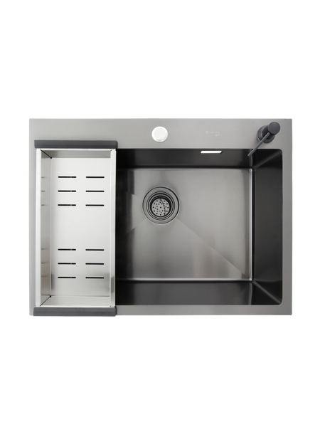 Мойка нерж врезная SANTREK AQUA PRO 650х480х220 т 3,0 ГРАФИТ D6548HB (+ сифон + дозатор) + КОЛАНДЕР 420х220 В ПОДАРОК_ АКЦИЯ !!!