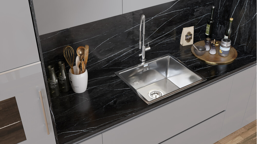 Мойка нерж врезная SANTREK AQUA PRO 540х440х220 т 3,0 САТИН D5444HS ПОДСТОЛЬНЫЙ и ОБЫЧНЫЙ МОНТАЖ (+ сифон )