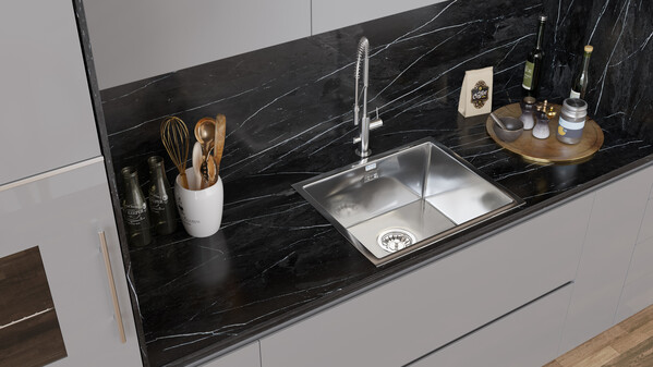 Мойка нерж врезная SANTREK AQUA PRO 540х440х220 т 3,0 САТИН D5444HS ПОДСТОЛЬНЫЙ и ОБЫЧНЫЙ МОНТАЖ (+ сифон )