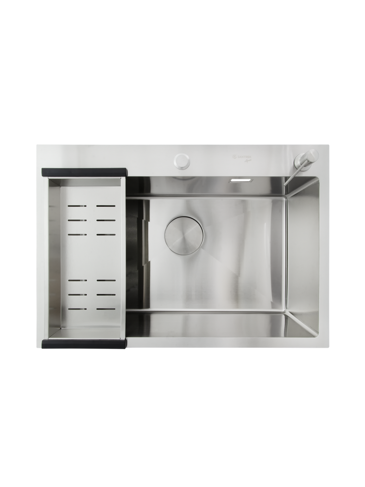 Мойка нерж врезная SANTREK AQUA PRO 700х480х220 т 3,0 САТИН D7048HS (+ сифон + дозатор) + КОЛАНДЕР 420х220 В ПОДАРОК!!!
